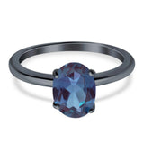  Oval Natural Stone Solitaire Cathedral Ring