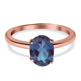  Oval Natural Stone Solitaire Cathedral Ring