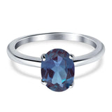  Oval Natural Stone Solitaire Cathedral Ring