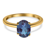  Oval Natural Stone Solitaire Cathedral Ring