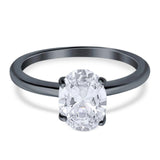 Oval Natural Stone Solitaire Cathedral Ring
