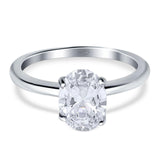  Oval Natural Stone Solitaire Cathedral Ring