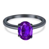  Oval Natural Stone Solitaire Cathedral Ring