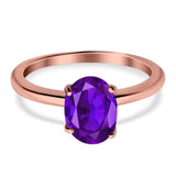  Oval Natural Stone Solitaire Cathedral Ring