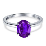  Oval Natural Stone Solitaire Cathedral Ring