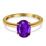  Oval Natural Stone Solitaire Cathedral Ring