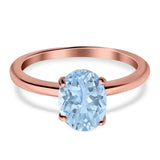  Oval Natural Stone Solitaire Cathedral Ring