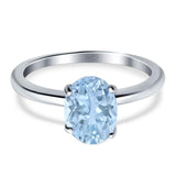  Oval Natural Stone Solitaire Cathedral Ring