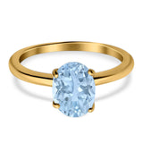  Oval Natural Stone Solitaire Cathedral Ring