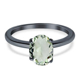  Oval Natural Stone Solitaire Cathedral Ring