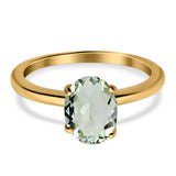  Oval Natural Stone Solitaire Cathedral Ring