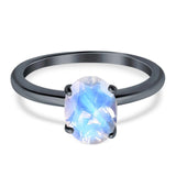  Oval Natural Stone Solitaire Cathedral Ring