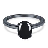  Oval Natural Stone Solitaire Cathedral Ring