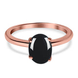  Oval Natural Stone Solitaire Cathedral Ring