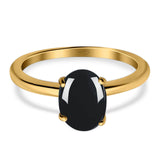  Oval Natural Stone Solitaire Cathedral Ring