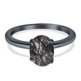  Oval Natural Stone Solitaire Cathedral Ring