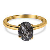  Oval Natural Stone Solitaire Cathedral Ring
