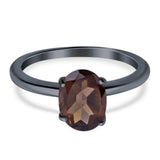  Oval Natural Stone Solitaire Cathedral Ring