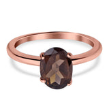  Oval Natural Stone Solitaire Cathedral Ring