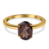  Oval Natural Stone Solitaire Cathedral Ring