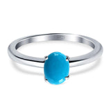 Art Deco Oval Natural Stone Solitaire Ring