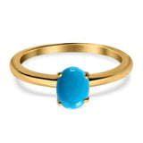 Art Deco Oval Natural Stone Solitaire Ring