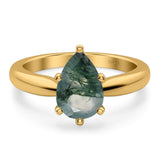 Pear Teardrop Natural Stone Cathedral Ring