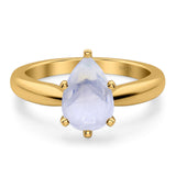 Pear Teardrop Natural Stone Cathedral Ring