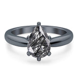 Pear Teardrop Natural Stone Cathedral Ring