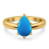 Pear Teardrop Natural Stone Cathedral Ring