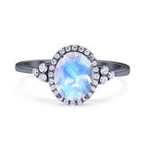 Art Deco Oval Natural Stone Wedding Ring