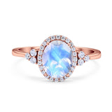 Art Deco Oval Natural Stone Wedding Ring