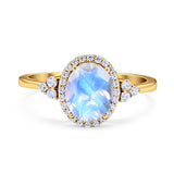 Art Deco Oval Natural Stone Wedding Ring