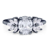 Art Deco Oval Natural Stone Floral Ring