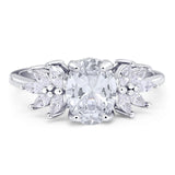 Art Deco Oval Natural Stone Floral Ring