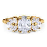 Art Deco Oval Natural Stone Floral Ring