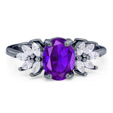 Art Deco Oval Natural Stone Floral Ring
