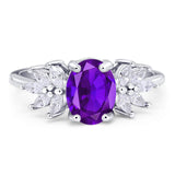 Art Deco Oval Natural Stone Floral Ring