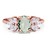 Art Deco Oval Natural Stone Floral Ring