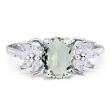 Art Deco Oval Natural Stone Floral Ring