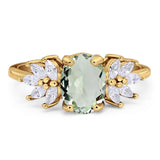 Art Deco Oval Natural Stone Floral Ring