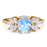 Art Deco Oval Natural Stone Floral Ring
