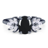 Art Deco Oval Natural Stone Floral Ring
