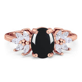 Art Deco Oval Natural Stone Floral Ring