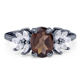 Art Deco Oval Natural Stone Floral Ring