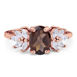 Art Deco Oval Natural Stone Floral Ring