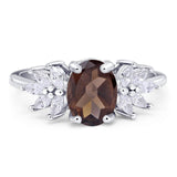 Art Deco Oval Natural Stone Floral Ring