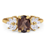 Art Deco Oval Natural Stone Floral Ring
