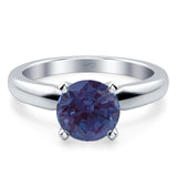  Round Natural Stone Solitaire Cathedral Ring