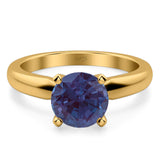  Round Natural Stone Solitaire Cathedral Ring